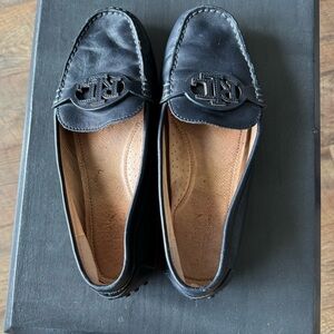 Ralph Lauren Navy Blue Leather Drivers